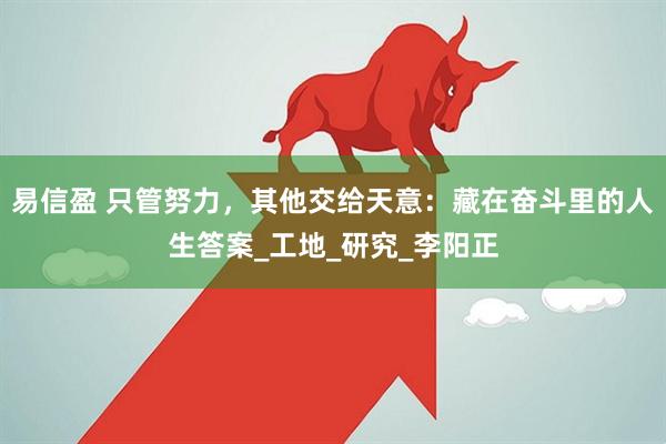 易信盈 只管努力，其他交给天意：藏在奋斗里的人生答案_工地_研究_李阳正