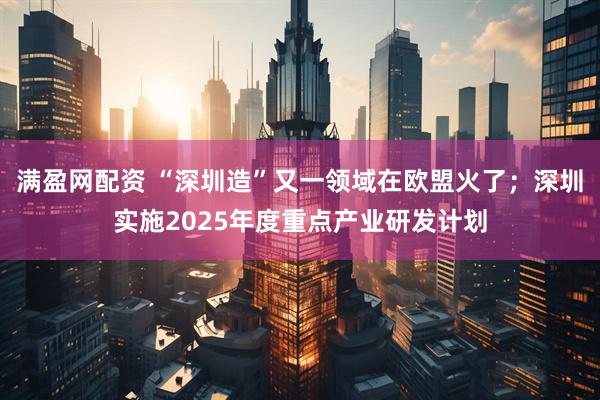 满盈网配资 “深圳造”又一领域在欧盟火了；深圳实施2025年度重点产业研发计划